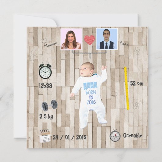 Stamboom ⎮ geboorteplaats aankondiging (Voorkant)