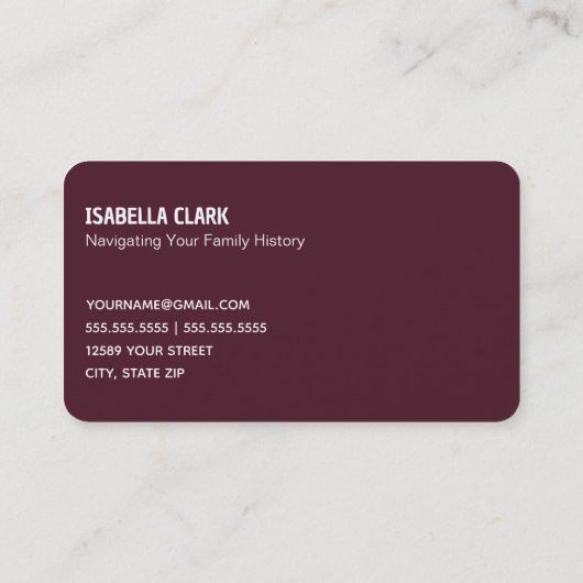 stamboom-genealoog visitekaartje (Achterkant)