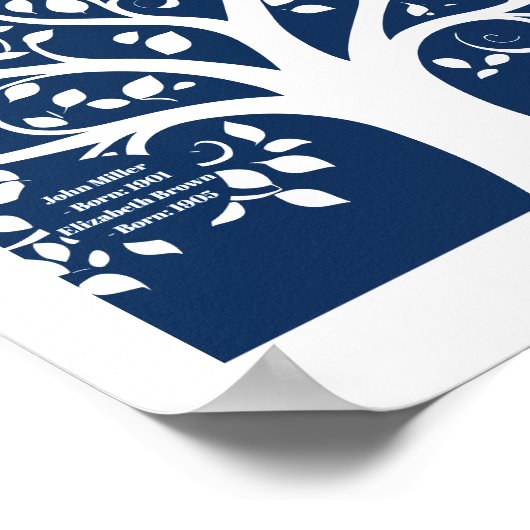 Stamboom met namen en datum poster (Hoek)