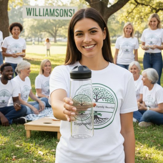 Stamboom met wortels vieren waterfles