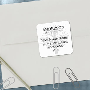 Stamboom Retouradres Familie Reünie Vierkante Sticker