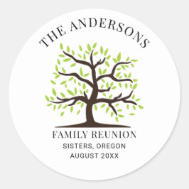 Stamboom van familiebijeenkomst op maat ronde sticker