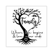 Stamboom waar het leven begint en de liefde nooit  rubberstempel (Afrduk)