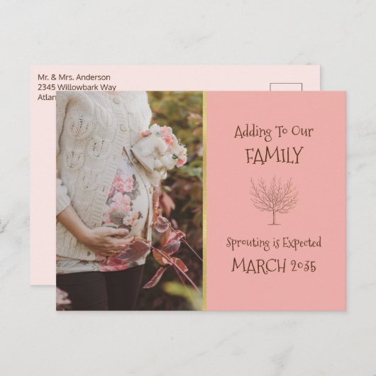 stamboomtoevoeging | Zwangerschapsaankondiging Briefkaart (Voorkant / Achterkant)