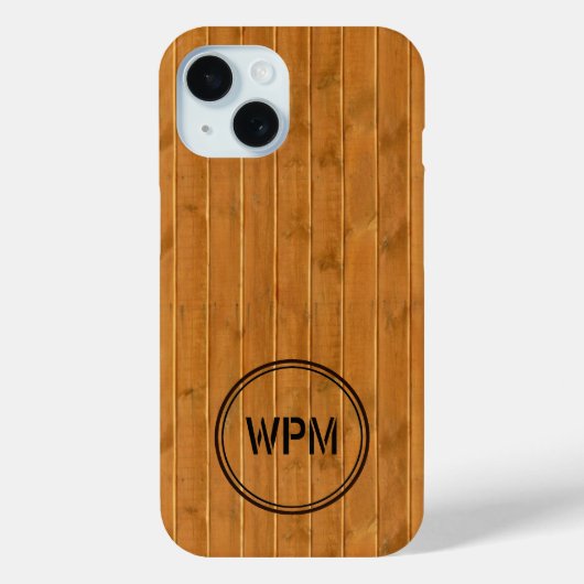 Stamed Wood Style Monogram Case-Mate iPhone Case (Achterkant)