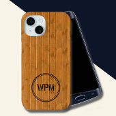 Stamed Wood Style Monogram iPhone 15 Case
