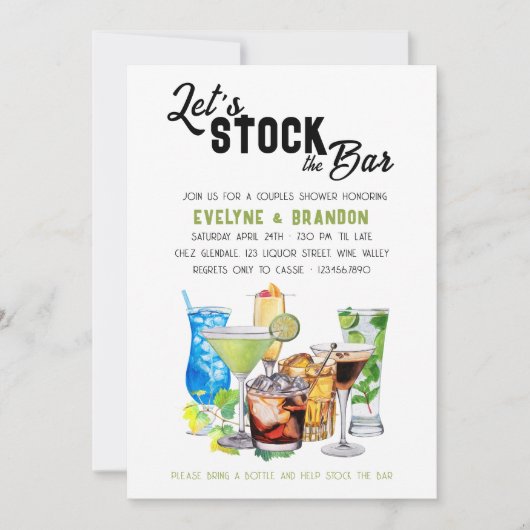 Stamel de Drink van de Bar Alocholic Couples Kaart (Voorkant)