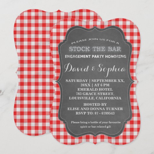 Stamel de Gingham Couples van het alkbord Kaart (Voorkant / Achterkant)