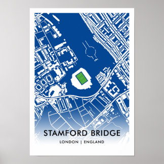 Stamford Bridge Stadium kaart - Thuis van Chelsea Poster