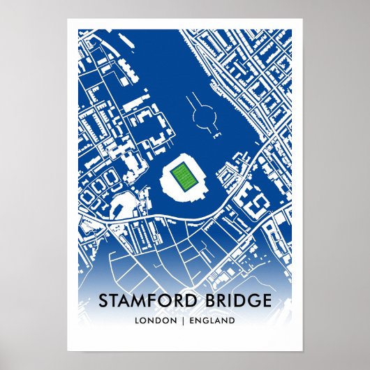 Stamford Bridge Stadium kaart - Thuis van Chelsea  Poster (Voorkant)