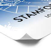 Stamford Bridge Stadium kaart - Thuis van Chelsea  Poster (Hoek)