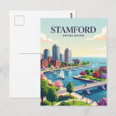 Stamford Connecticut Briefkaart (Voorkant / Achterkant)