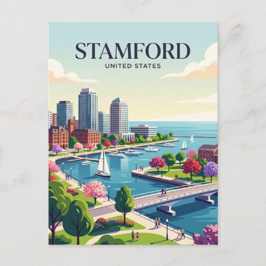 Stamford Connecticut Briefkaart (Voorkant)
