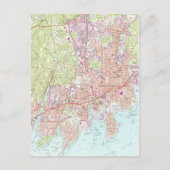 Stamford Connecticut Map (1987) Briefkaart (Voorkant)