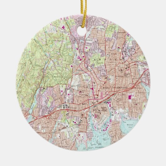 Stamford Connecticut Map (1987) Keramisch Ornament (Voorkant)
