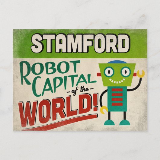 Stamford Connecticut Robot - Funny  Briefkaart (Voorkant)