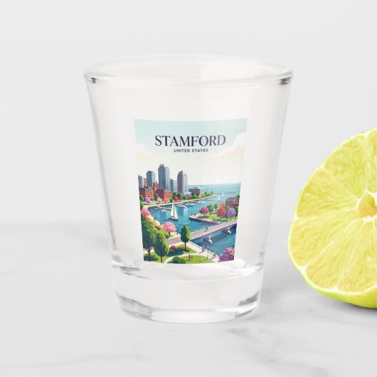 Stamford Connecticut Shot Glas (Voorkant)