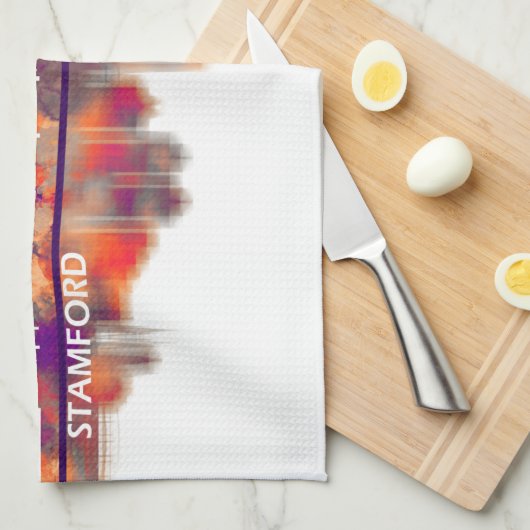 Stamford Connecticut Skyline Theedoek (Quarter Fold)