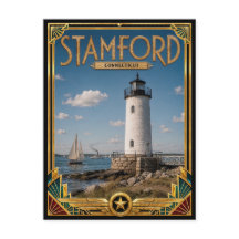 Stamford Connecticut Vintage Art Deco Gouden Tijdp