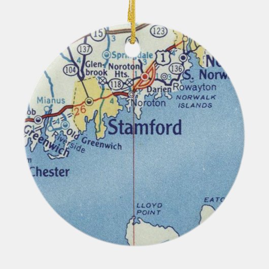 Stamford CT  kaart Keramisch Ornament (Achterkant)