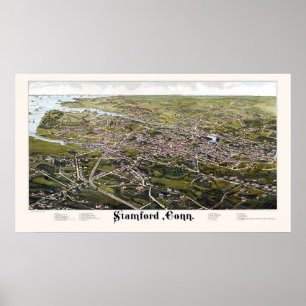 Stamford, CT Panoramic Map - 1883 Poster