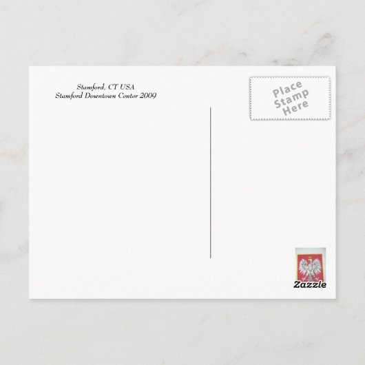 Stamford Downtown Center Briefkaart (Achterkant)