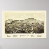 Stamford, NY Panoramic Map - 1890 Poster (Voorkant)