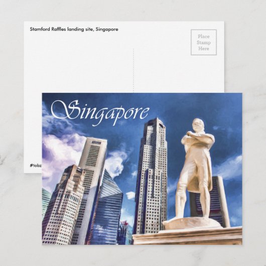 Stamford Raffles Landing Site and Statue Singapore Briefkaart (Voorkant / Achterkant)