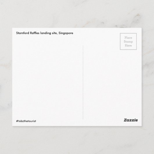 Stamford Raffles Landing Site and Statue Singapore Briefkaart (Achterkant)