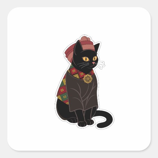 Stamhoofd Zwarte Kat Sticker (Voorkant)