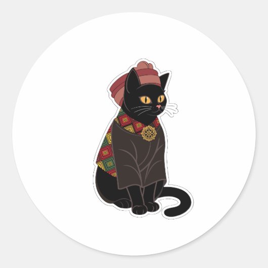 Stamhoofd Zwarte Kat Sticker (Voorkant)