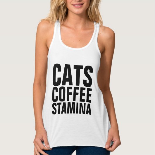 STAMINA CAT T-shirts, KATTEN KOFFIE Tanktop (Voorkant)