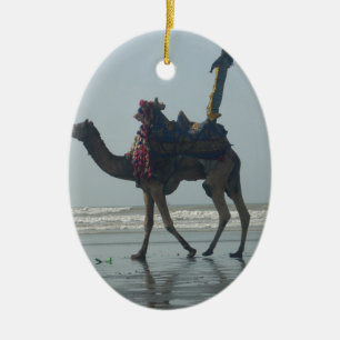 Stamkameelrit: Morgengetijde Zand & Zee Keramisch Ornament