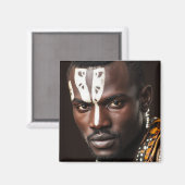 Stamkunst voor een Afrikaanse man Magneet (Voorkant / Achterkant)