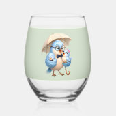 Stamloze glas met vader en baby vogel (Voorkant)