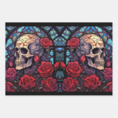 Stammen en stenen Schedel & Rozen Inpakpapier Vel (Voorkant 3)