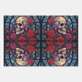 Stammen en stenen Schedel & Rozen Inpakpapier Vel (Voorkant 2)