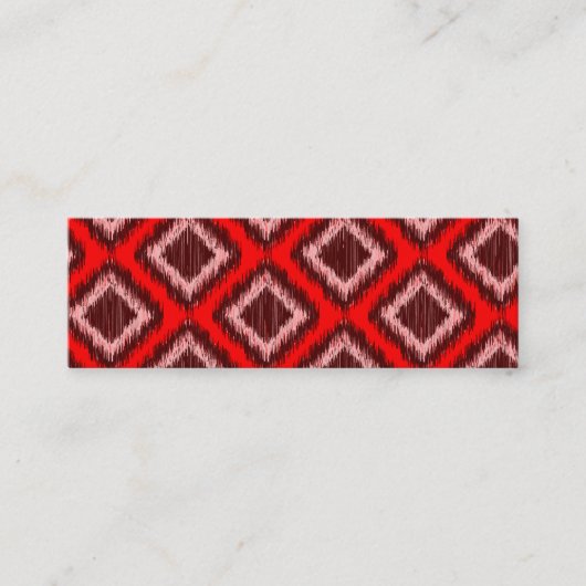 Stammen Rood Modern Elegant Patroon Ikat Mini Visitekaartje (Voorkant)