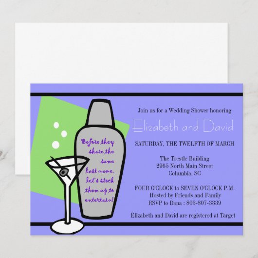 Stammen van de bar douche kaart (Voorkant / Achterkant)