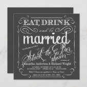 Stammen van de uitnodiging van de Bar Chalkboard W (Voorkant / Achterkant)