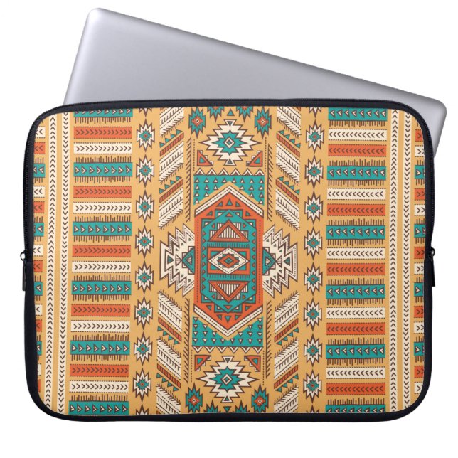  stammenetnische naadloze illustratiepatroon laptop sleeve (Voorkant)