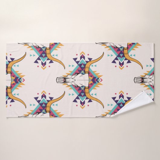 stammennaadloos patroon met schil en schedel badhanddoek (Badhanddoek)