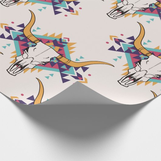  stammennaadloos patroon met schil en schedel cadeaupapier (Hoek)