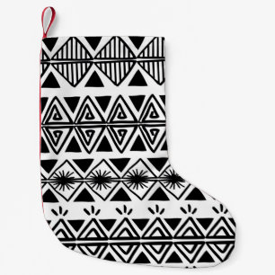 stammenpatroon met zwarte en witte hand d kleine kerstsok