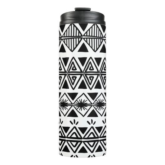 stammenpatroon met zwarte en witte hand d thermosbeker (Voorkant)