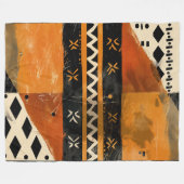 Stammotieven in zwarte en aardetinten fleece deken (Voorkant (Horizontaal))