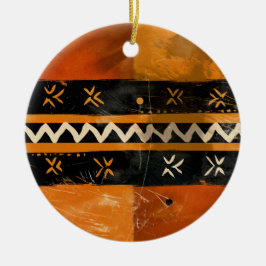 Stammotieven in zwarte en aardetinten keramisch ornament