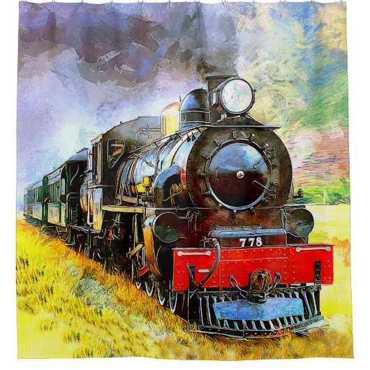 Stammotor locomotief 778  douchegordijn (Voorkant)