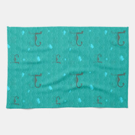 Stamnessen en vissen op een blauw Zee Theedoek