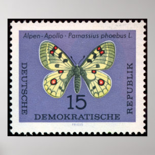 -Stamp-Art-German-Animal-Insect-Butterfly-3 Poster